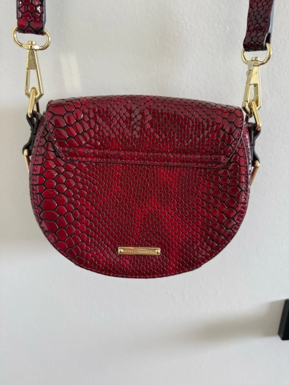 Rebecca Minkoff Maroon Snakeskin Crossbody Bag